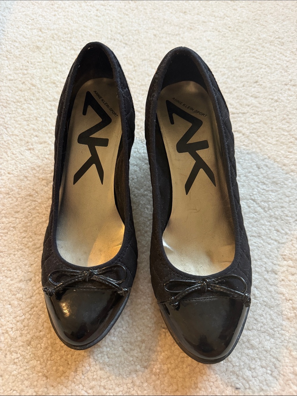 Anne Klein Sport black quilted ballet wedge- 8